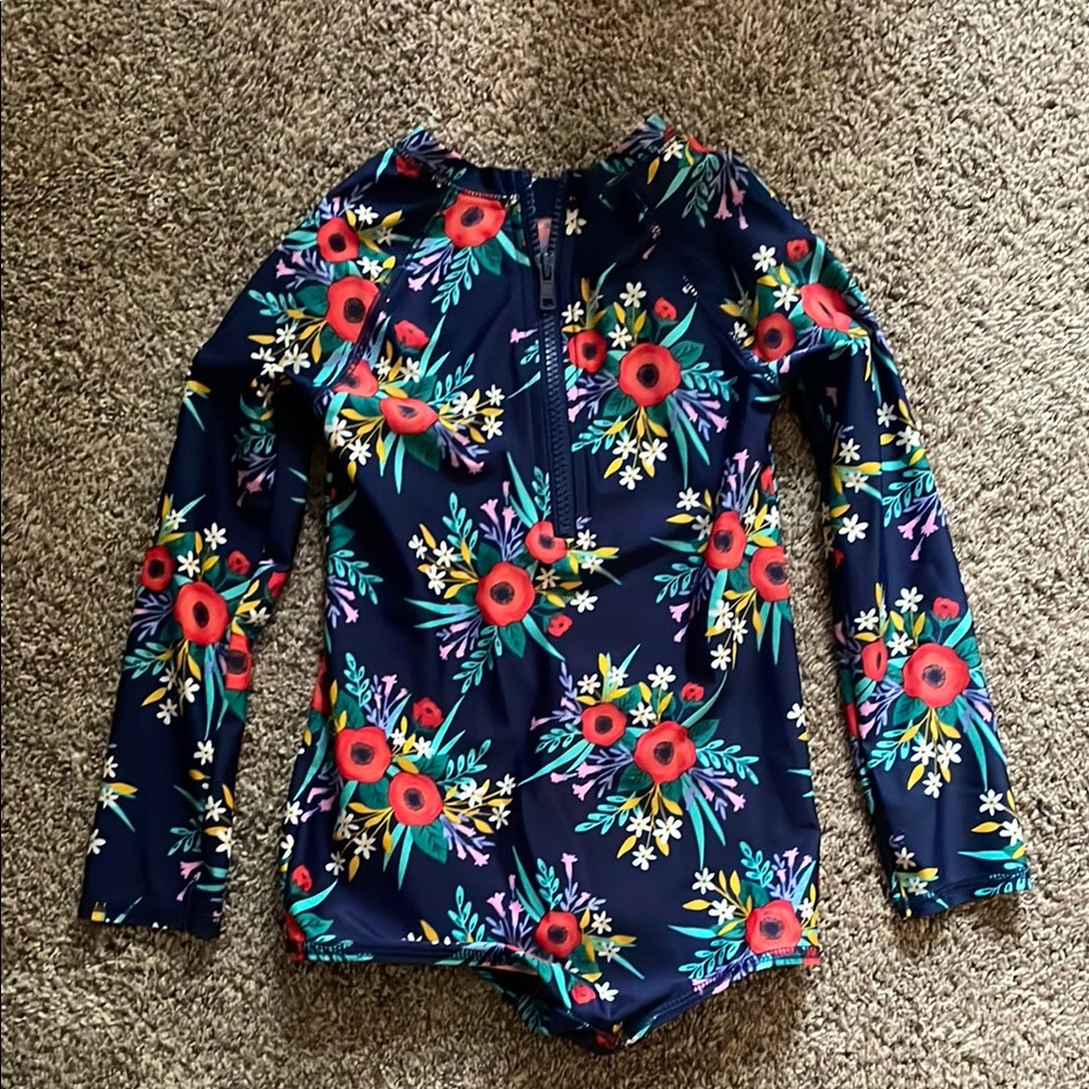 Floral Long Sleeve Kids Swimwear